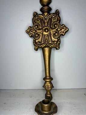 Vintage Gold Wall Sconce Candle Holder Art Deco Look Hoda USA Cast Metal